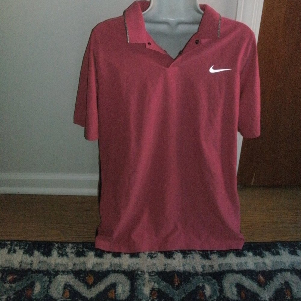 Nike Tiger Woods Collection Pink Stretch Athletic Dri-Fit Golf Shirt sz M